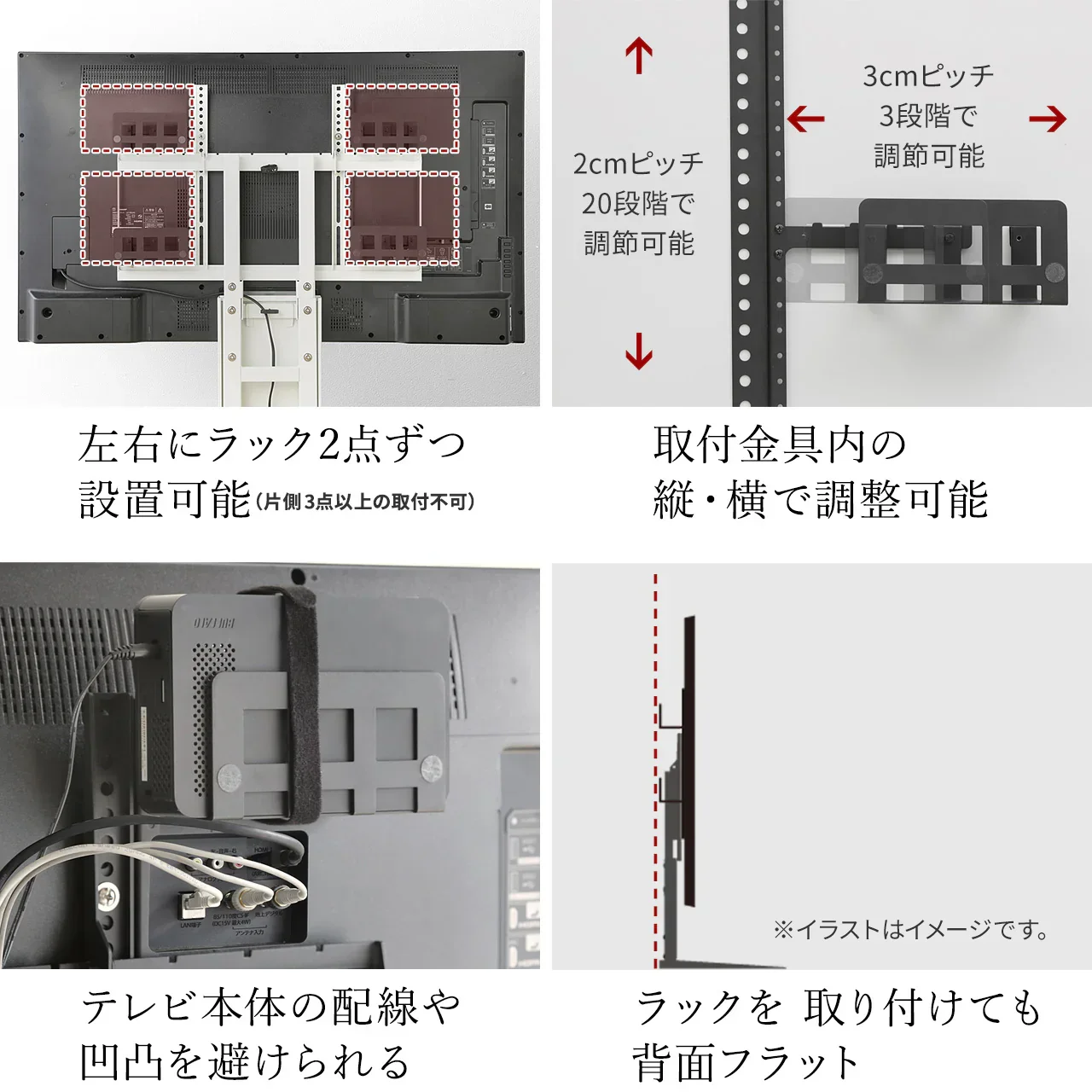Vシリーズ/PRO/A2/テレビ台用スタンド対応マルチデバイスホルダー(ラック4点 + 取付金具) - Image 4